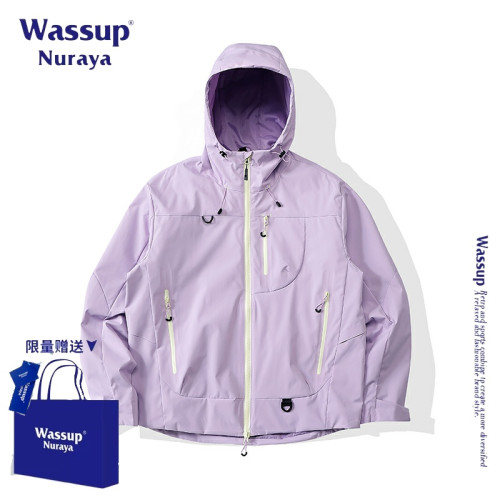 WASSUP NURAYA美式高街潮牌連帽沖鋒衣男女春秋季新款登山服外套