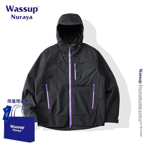 WASSUP NURAYA美式高街潮牌連帽沖鋒衣男女春秋季新款登山服外套
