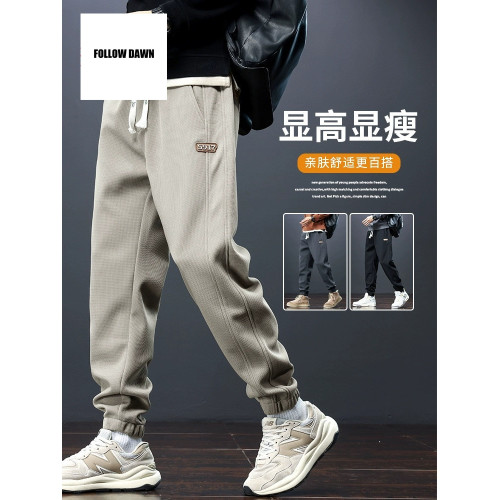 男士運動褲春秋季2025新款日系潮牌褲子男休閒束腳抽繩衛