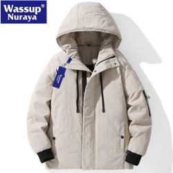 WASSUP Nuraya潮牌羽絨服男冬季連帽加厚白鴨絨外套休閒棉服棉襖