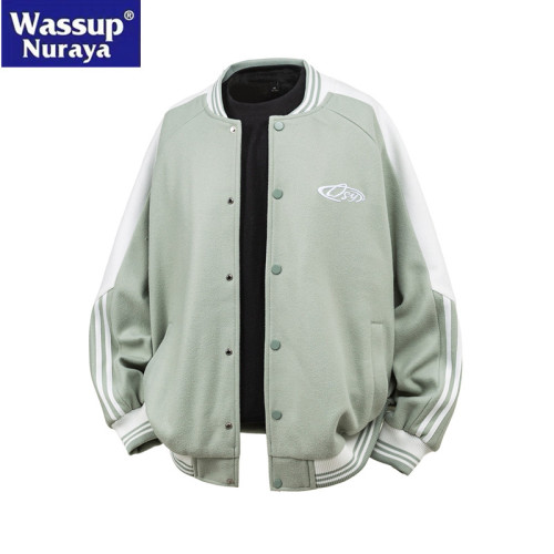 WASSUP Nuraya潮牌撞色棒球領夾克男女款青少年帥氣百搭休閒外套