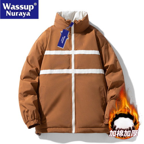 WASSUP Nuraya潮牌冬季雙面穿棉衣男寬鬆立領加厚棉服麵包服外套