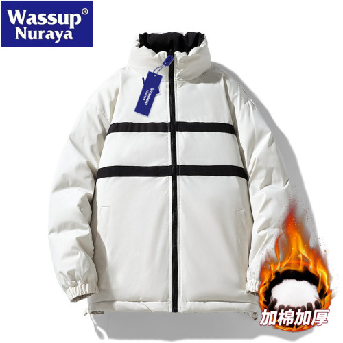 WASSUP Nuraya潮牌冬季雙面穿棉衣男寬鬆立領加厚棉服麵包服外套