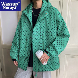 WASSUP NURAYA戶外連帽沖鋒衣外套男春秋季日系青少年寬鬆夾克衫
