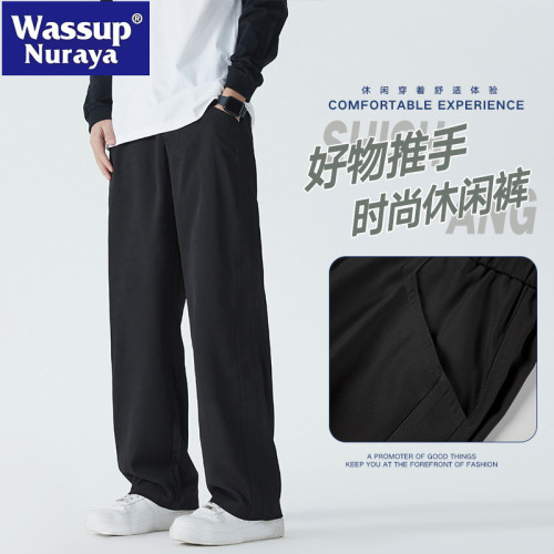 WASSUP NURAYA純色垂感直筒西褲男春秋2025新款寬松濶腿休閒長褲