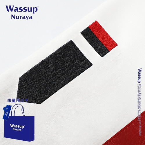 WASSUP NURAYA美式復古撞色拼接皮衣外套男款春秋新款機車服夾克