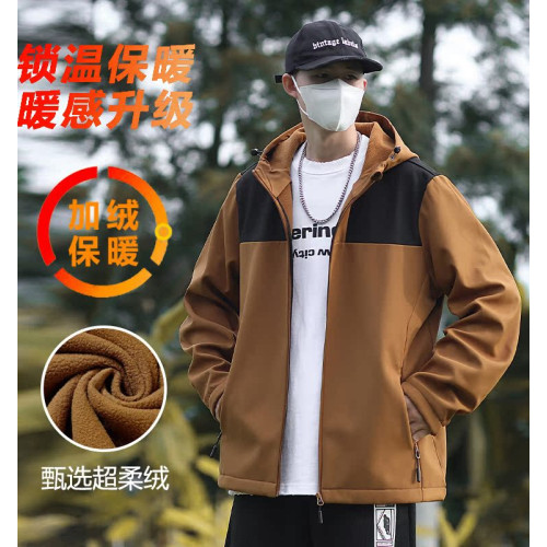 WASSUP NURAYA新款加絨沖鋒衣運動戶外休閒夾克男保暖秋冬外套