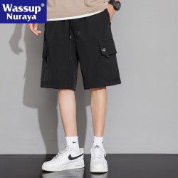 WASSUP NURAYA短褲男士夏季寬松工裝運動冰絲速乾休閒五分中褲子