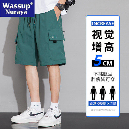 WASSUP NURAYA短褲男士夏季寬松工裝運動冰絲速乾休閒五分中褲子