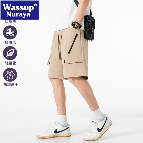 WASSUP NURAYA美式山系戶外冰絲速乾運動短褲男夏季濶腿五分中褲