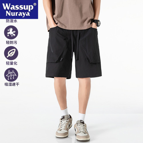 WASSUP NURAYA美式山系戶外冰絲速乾運動短褲男夏季濶腿五分中褲