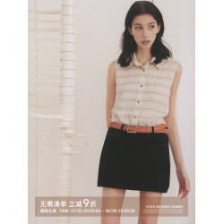 Cycle Document 天絲&亞麻混紡 色織格紋遮副乳背心無袖襯衫女