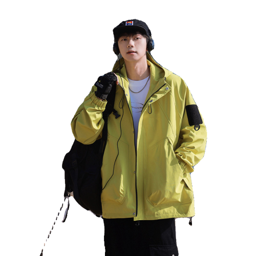 WASSUP NURAYA潮牌日系工裝連帽外套青少年學生沖鋒衣休閒夾克男