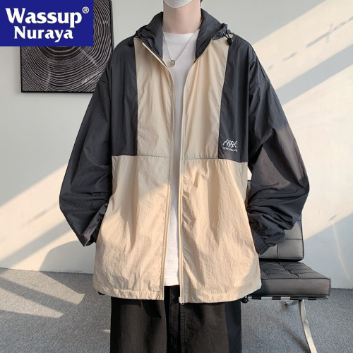 WASSUP NURAYA防曬衣男夏季薄款沖鋒外套青年潮牌透氣冰絲防曬服