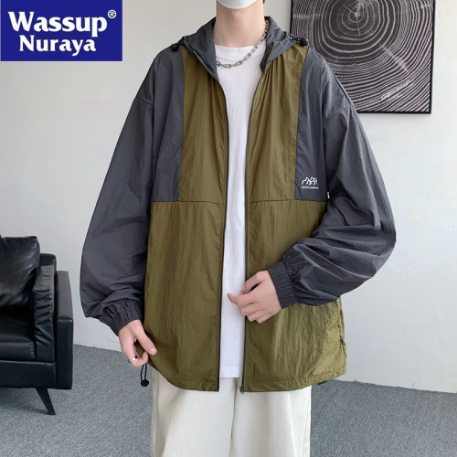 WASSUP NURAYA防曬衣男夏季薄款沖鋒外套青年潮牌透氣冰絲防曬服