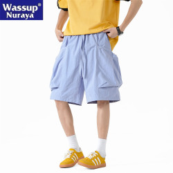 WASSUP NURAYA日系寬松高街多袋褲男夏季新款休閒清涼五分中褲潮