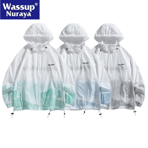 WASSUP Nuraya潮牌冰絲防曬衣男夏季戶外輕薄透氣UPF50+漸變外套