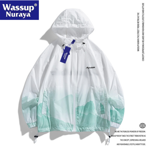 WASSUP Nuraya潮牌冰絲防曬衣男夏季戶外輕薄透氣UPF50+漸變外套