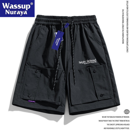 WASSUP Nuraya潮牌美式字母印花夏季男款寬鬆個性青年情侶短褲男