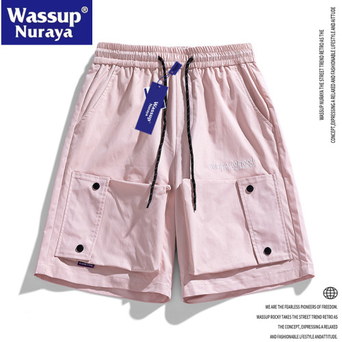 WASSUP Nuraya潮牌美式字母印花夏季男款寬鬆個性青年情侶短褲男