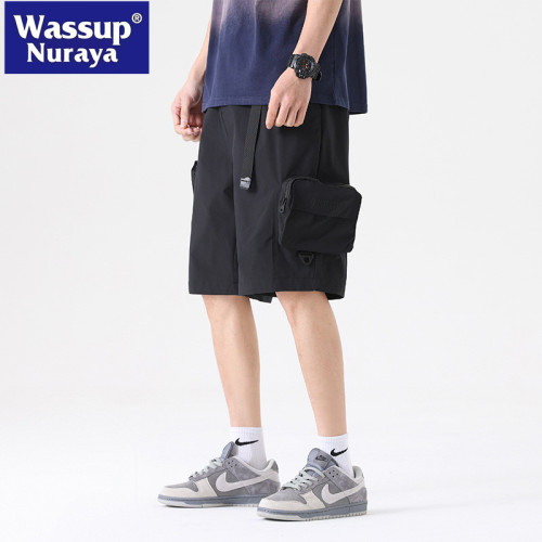 WASSUP NURAYA2025夏季休閒短褲戶外工裝大口袋透氣休閒五分中褲