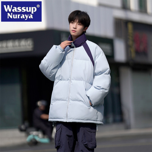 WASSUP NURAYA日系立領棉服男冬季潮流寬松休閒保暖麵包服外套男