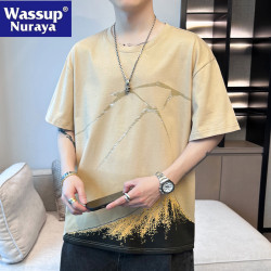 WASSUP NURAYA夏季短袖T恤五分袖半袖青年學生冰絲潮流體恤男上衣