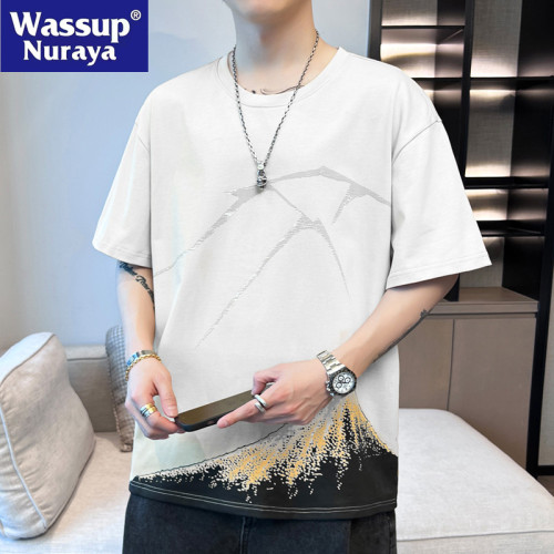 WASSUP NURAYA夏季短袖T恤五分袖半袖青年學生冰絲潮流體恤男上衣