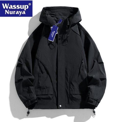 WASSUP Nuraya潮牌戶外防水防風沖鋒衣男秋季寬鬆外套青少年夾克