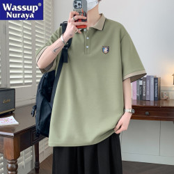WASSUP NURAYA青年冰絲短袖t恤男士翻領polo衫半袖夏季學啥體恤衫