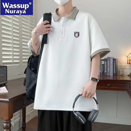 WASSUP NURAYA青年冰絲短袖t恤男士翻領polo衫半袖夏季學啥體恤衫