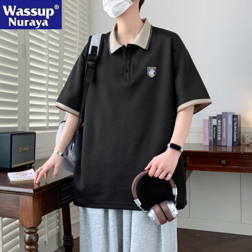 WASSUP NURAYA青年冰絲短袖t恤男士翻領polo衫半袖夏季學啥體恤衫