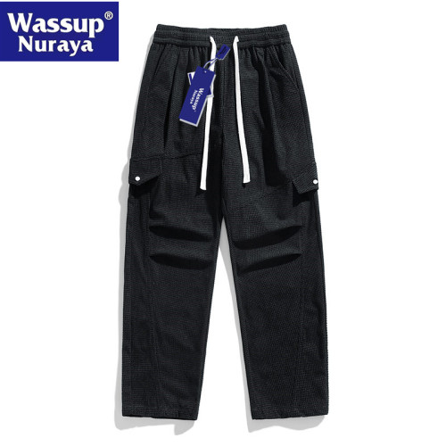 WASSUP Nuraya潮牌燈芯絨休閒褲男垂感直筒百搭寬松運動情侶長褲