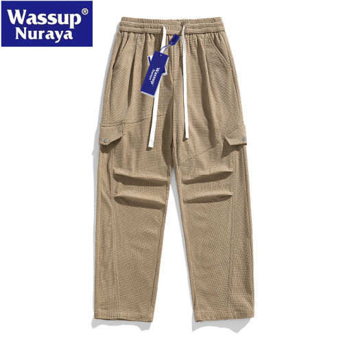 WASSUP Nuraya潮牌燈芯絨休閒褲男垂感直筒百搭寬松運動情侶長褲
