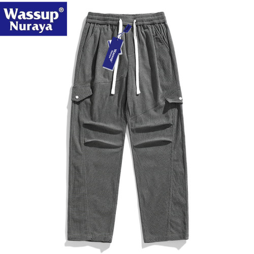 WASSUP Nuraya潮牌燈芯絨休閒褲男垂感直筒百搭寬松運動情侶長褲