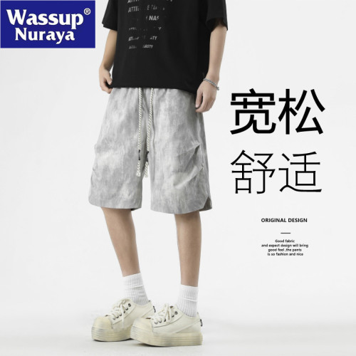 WASSUP NURAYA冰絲五分褲男夏季薄紥染直筒短褲潮運動休閒沙灘褲