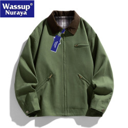 WASSUP Nuraya潮牌工裝夾克春秋復古寬鬆外套休閒百搭繙領棒球服
