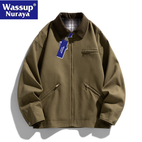 WASSUP Nuraya潮牌工裝夾克春秋復古寬鬆外套休閒百搭繙領棒球服