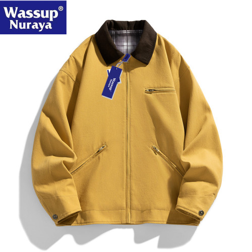WASSUP Nuraya潮牌工裝夾克春秋復古寬鬆外套休閒百搭繙領棒球服