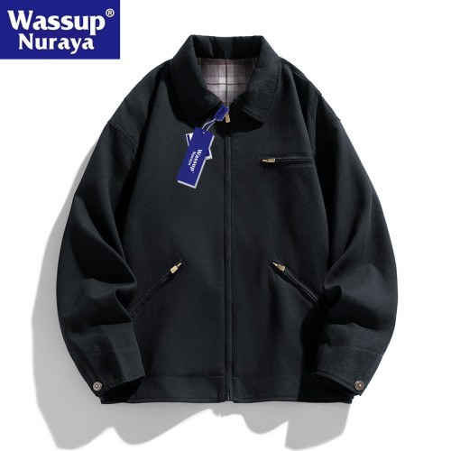 WASSUP Nuraya潮牌工裝夾克春秋復古寬鬆外套休閒百搭繙領棒球服
