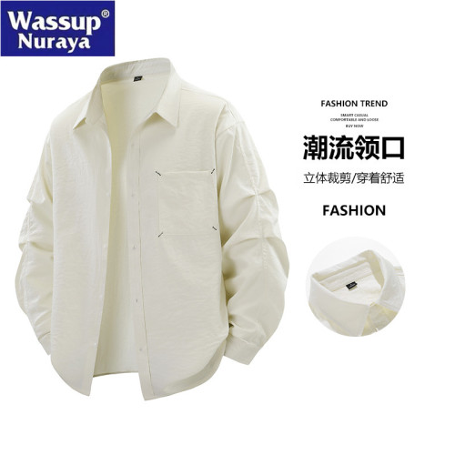 WASSUP Nuraya潮牌2025春秋新款襯衫男情侶休閒寬松翻領夾克外套