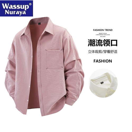 WASSUP Nuraya潮牌2025春秋新款襯衫男情侶休閒寬松翻領夾克外套