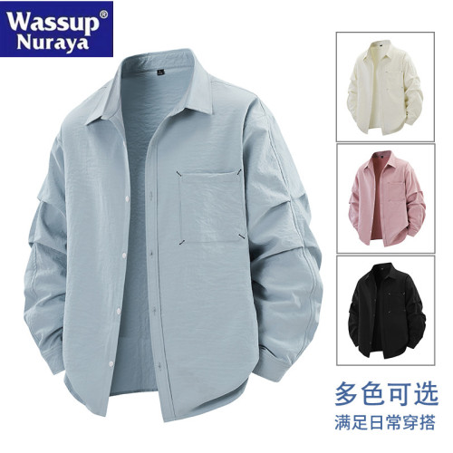 WASSUP Nuraya潮牌2025春秋新款襯衫男情侶休閒寬松翻領夾克外套