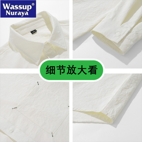 WASSUP Nuraya潮牌2025春秋新款襯衫男情侶休閒寬松翻領夾克外套