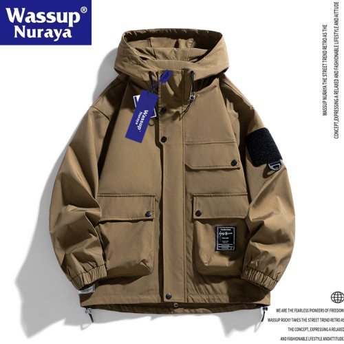 WASSUP Nuraya潮牌2024年新款日系工裝戶外連帽沖鋒衣男外套夾克
