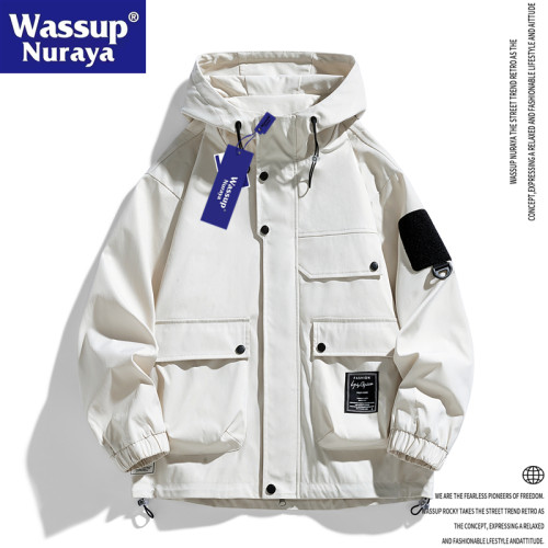 WASSUP Nuraya潮牌2024年新款日系工裝戶外連帽沖鋒衣男外套夾克