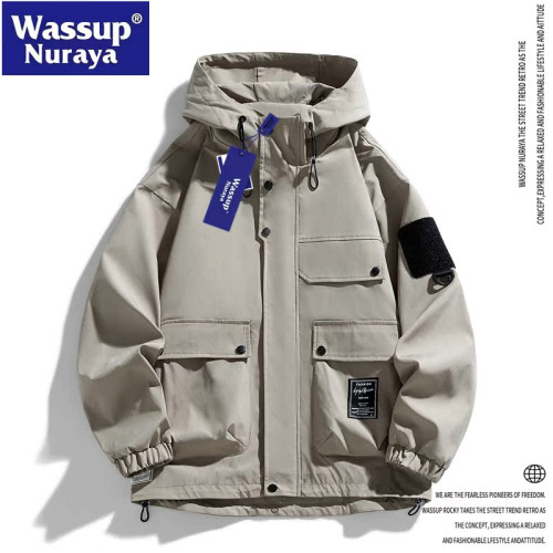 WASSUP Nuraya潮牌2024年新款日系工裝戶外連帽沖鋒衣男外套夾克