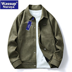 WASSUP Nuraya潮牌鹿皮絨夾克男士寬鬆繙領休閒防風工裝春秋外套