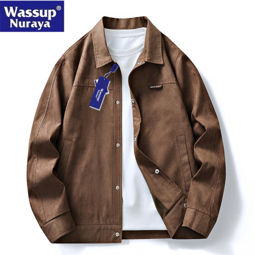WASSUP Nuraya潮牌鹿皮絨夾克男士寬鬆繙領休閒防風工裝春秋外套