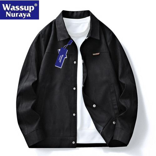 WASSUP Nuraya潮牌鹿皮絨夾克男士寬鬆繙領休閒防風工裝春秋外套